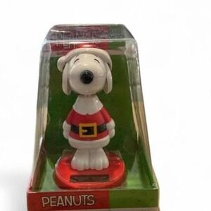 Peanuts Snoopy Solar Bobbler OS Red New Christmas Santa Suit Dancing Figure
